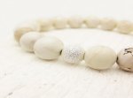 White Turquoise Bead Bracelet w/ Sterling Silver Stardust Ball