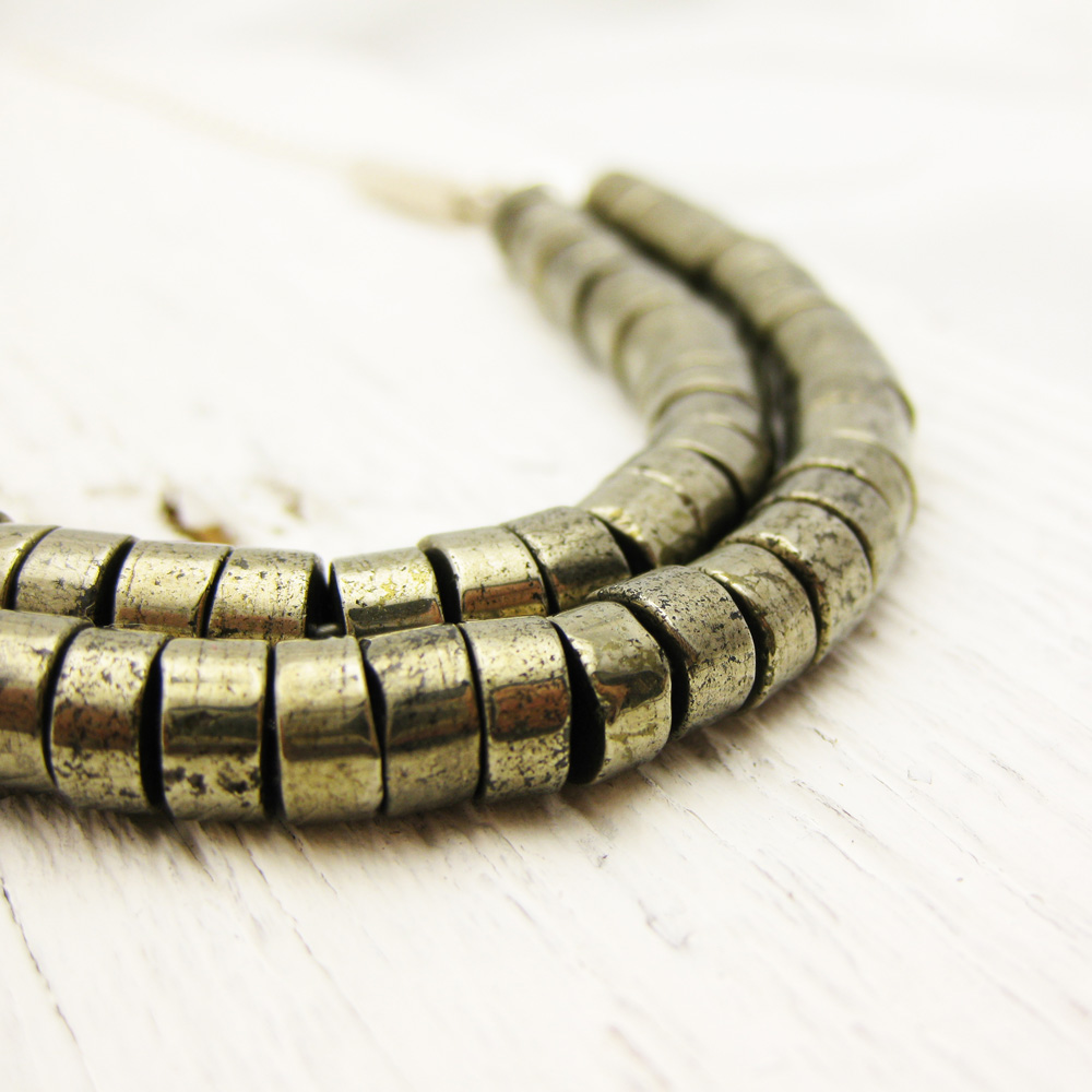Brazilian Pyrite Statement Necklace on Sterling Silver