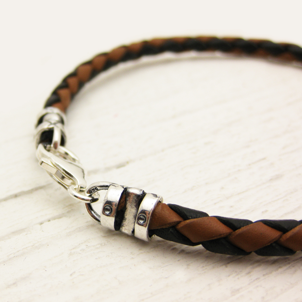 Black & Brown Eco Friendly Leather Bolo Bracelet