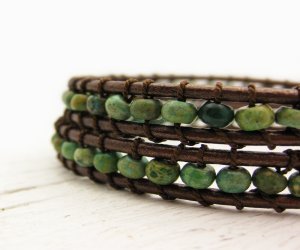 Natural Green Turquoise Wrap Bracelet Natural Green Turquoise Wrap Bracelet