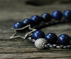 Silver Pave Blue Leather Bracelet Silver Pave Blue Leather Bracelet