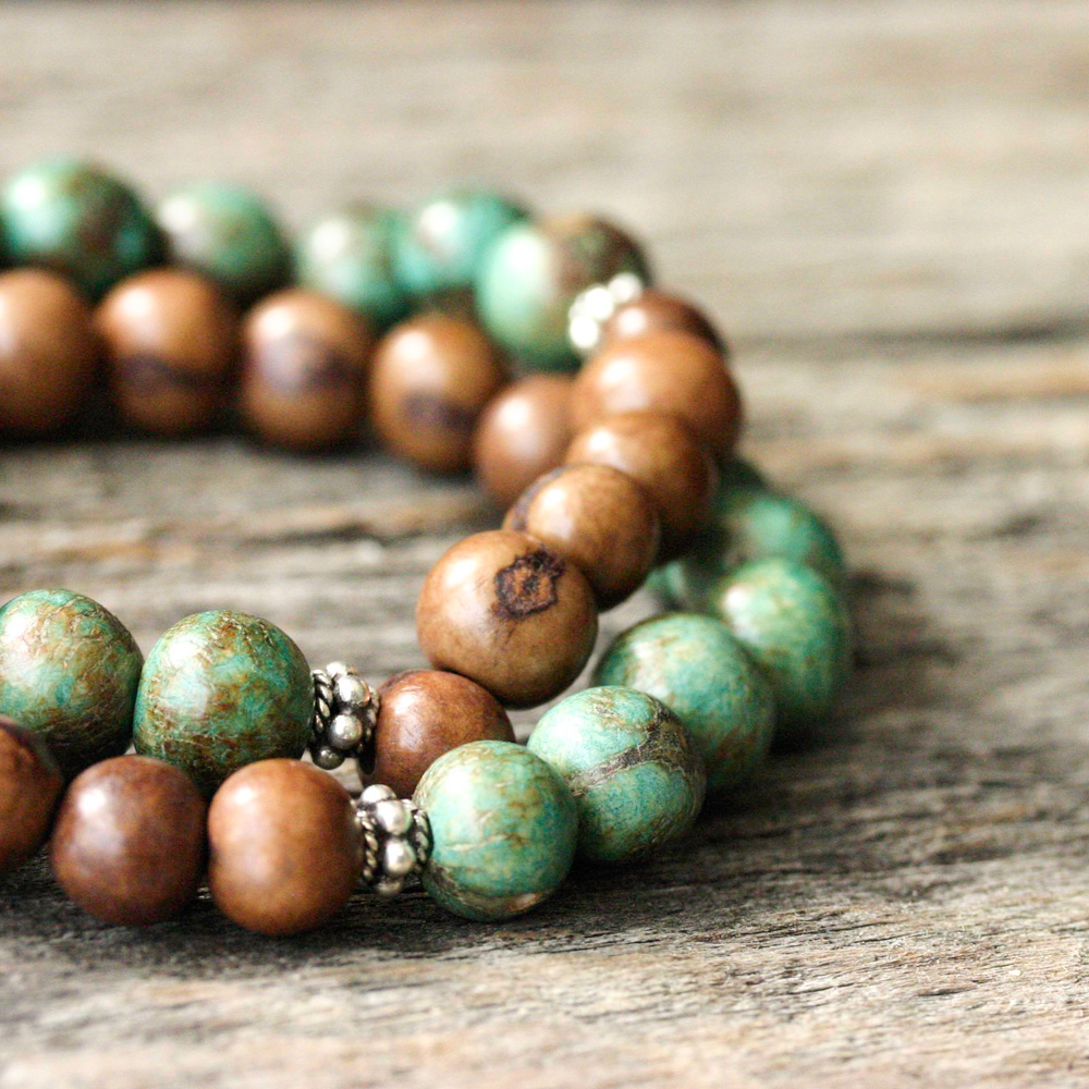Turquoise Chocolate Seed Bracelet, Acai Sterling Silver