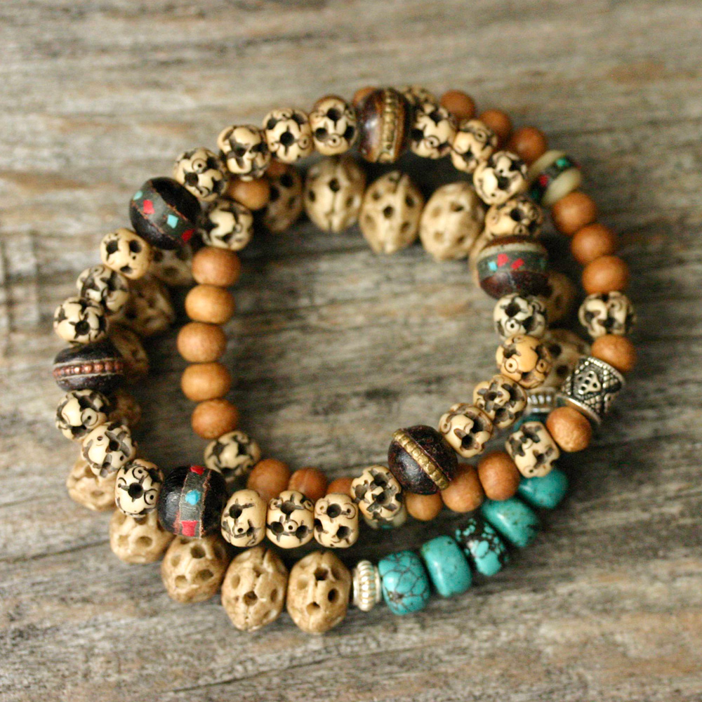 Unisex Boho Tribal Bone Beadwork Bracelet Unisex Boho Tribal Bone Beadwork Bracelet