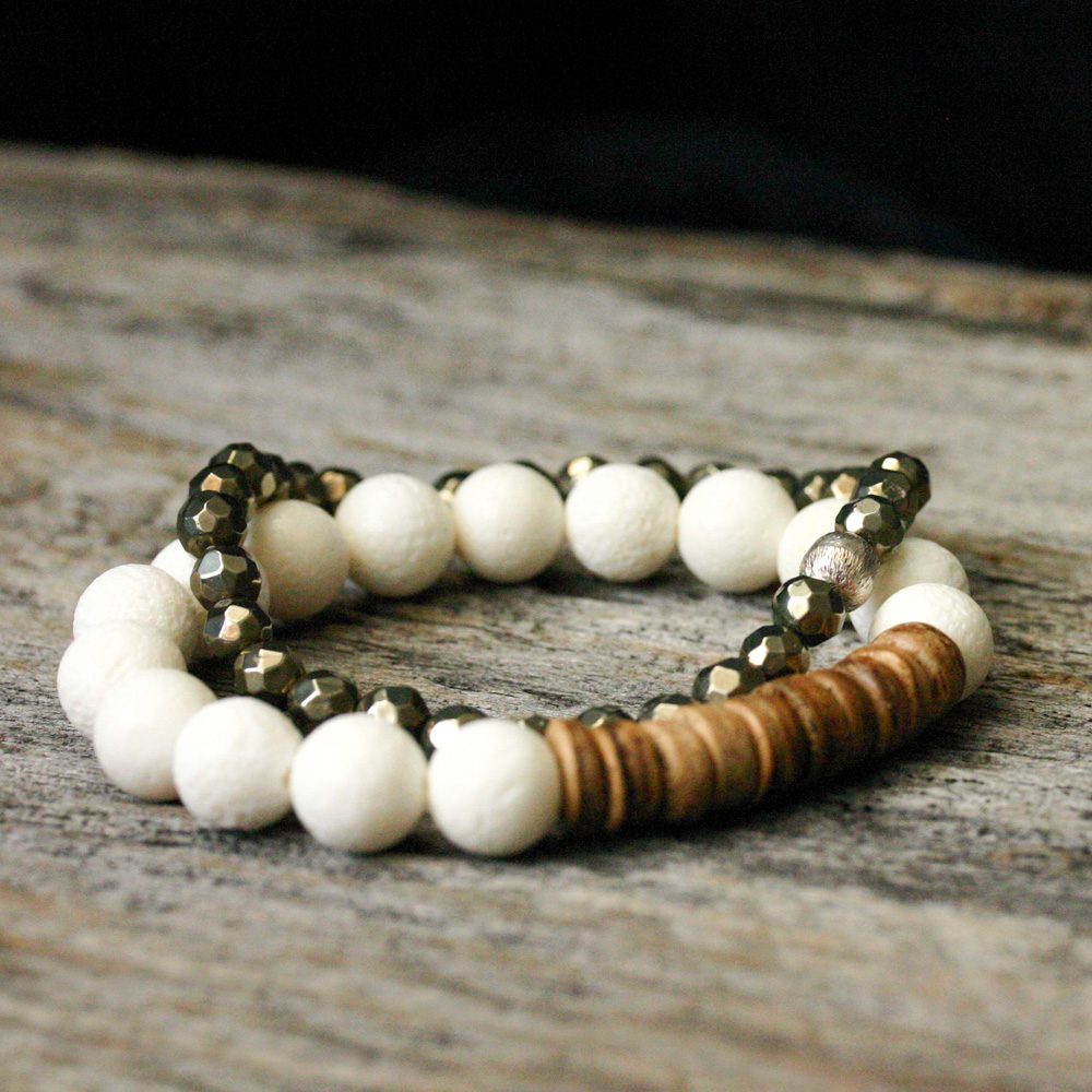 Coral Coconut Stacking Bracelet Coral Coconut Stacking Bracelet