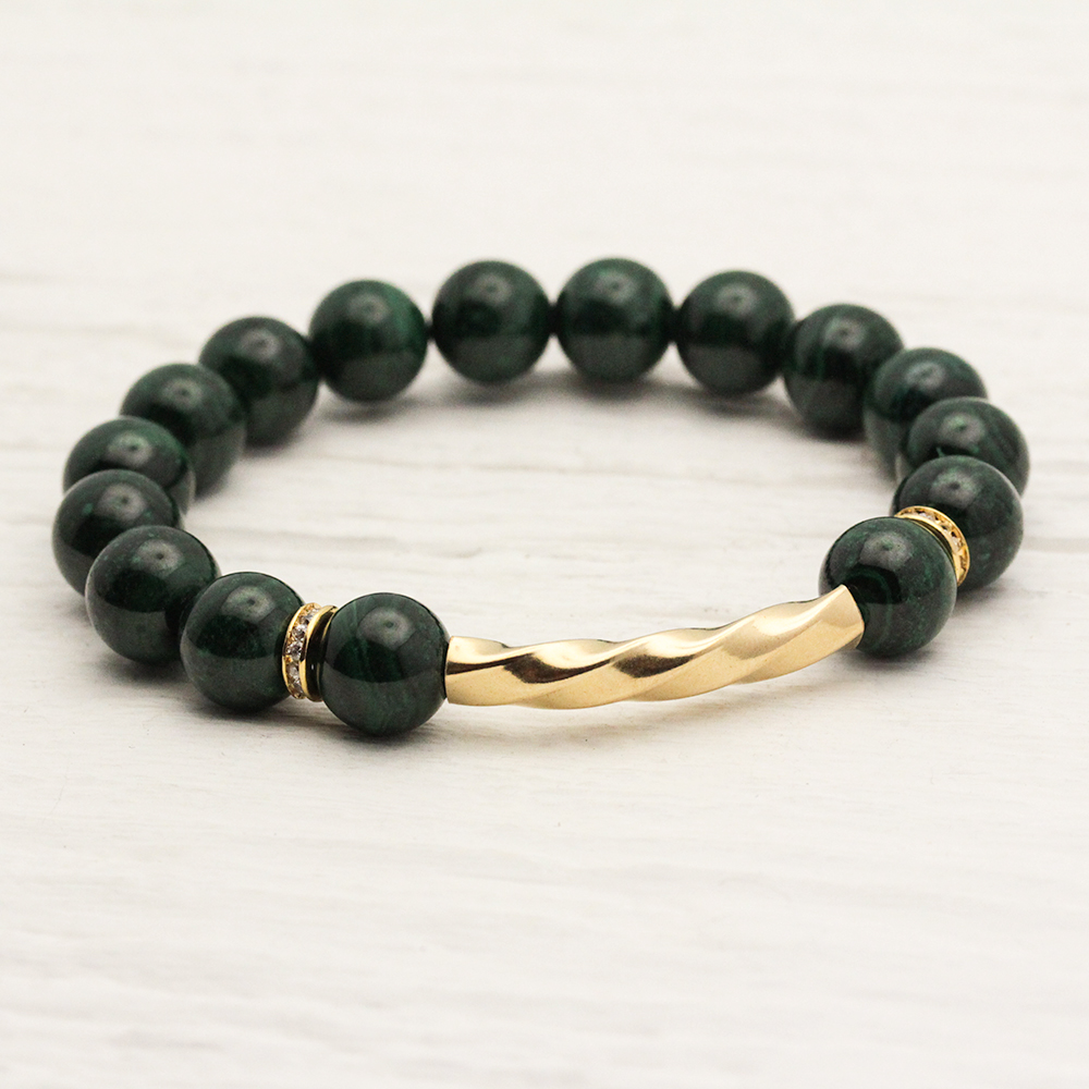 Green Malachite 14K Gold Filled Bracelet