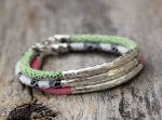 Leather Hill Tribe Bangle Bracelet : Lime Green