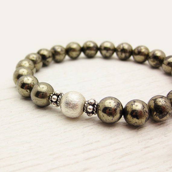 Brazilian Pyrite with Sterling Accents Stacking Bracelet