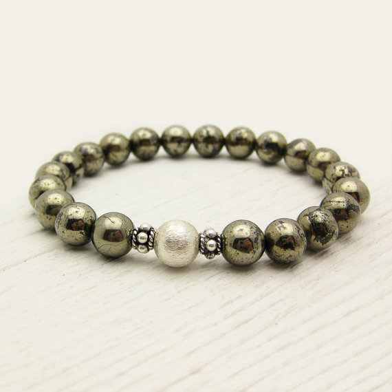 Brazilian Pyrite with Sterling Accents Stacking Bracelet