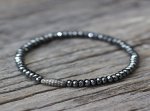 Diamond Hematite Bracelet in Oxidized Sterling Silver Beadwork