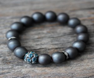 Blue Topaz Diamond Hematite Bracelet Blue Topaz Diamond Hematite Bracelet