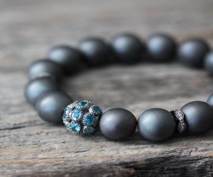 Blue Topaz Diamond Hematite Bracelet Blue Topaz Diamond Hematite Bracelet