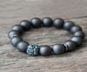 Blue Topaz Diamond Hematite Bracelet Blue Topaz Diamond Hematite Bracelet