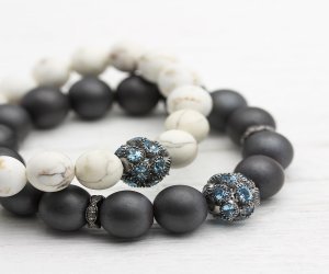 Blue Topaz Diamond Hematite Bracelet Blue Topaz Diamond Hematite Bracelet