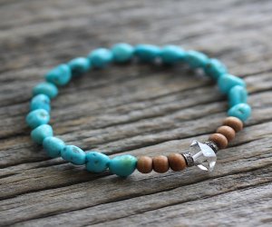 Diamond Pave Herkimer Diamond Sleeping Beauty Turquoise Bracelet