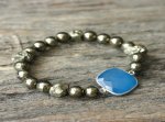 Gold Pyrite Chalcedony Statement Bracelet
