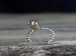 Rhodonite Garnet Gold Crown Ring