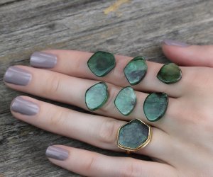 Emerald Slice Ring in 18K Gold Emerald Slice Ring in 18K Gold